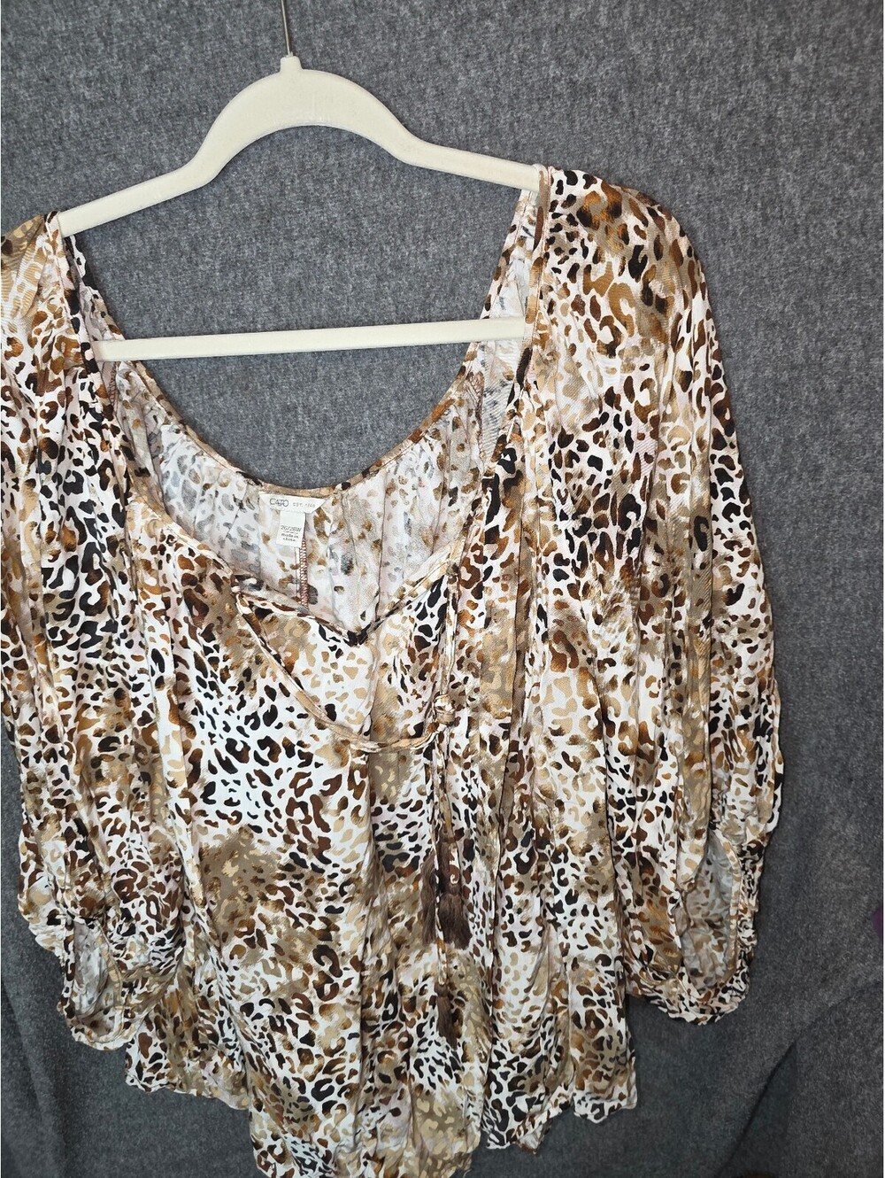 Cato Women's Brown Animal Print Blouse Size 2X